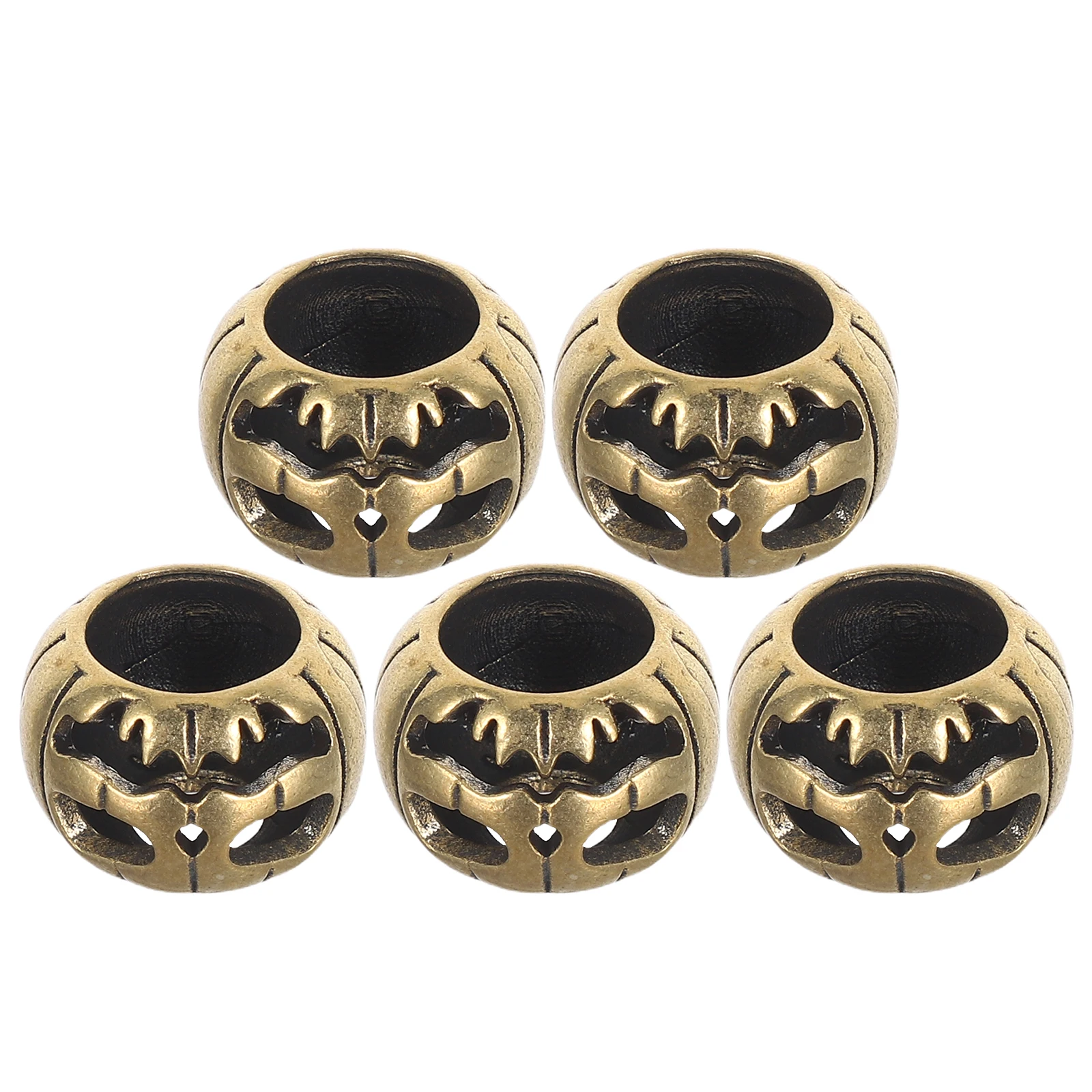 

5 Pcs Pumpkin Lantern Pendant Brass Beads for DIY Keychain Lanyard Bracelet Halloween Charms Skull