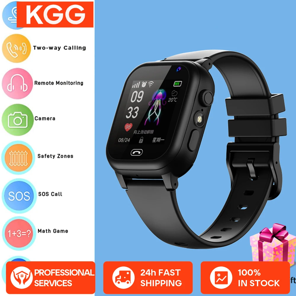 

﻿Kids Smart Watch 2G Internet 4G Sim Card SOS Call LBS Location Child SmartWatch Camera Waterproof Phone Watch with Sticker