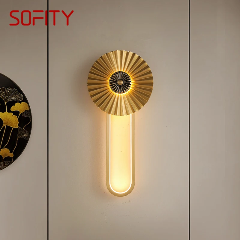 

SOFITY Brass Wall Lamp LED Modern Luxury Sconce Light Interior Decoration Household Bedroom Bedside Living Room Corridor