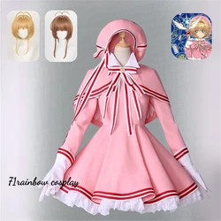 KINOMOTO SAKURA Cosplay Anime Card Captor KINOMOTO SAKURA Clear Card Costume Cosplay uniformi di natale vestito parrucca vestiti Cos