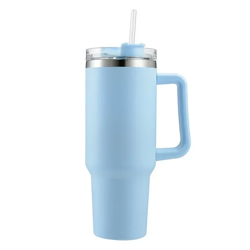 

Stainless Handle Steel 40oz Cup Double-layer Thermos Cup Sport Kettle for Men and Women Vacuum Cold-insulated Car Cup with Straw