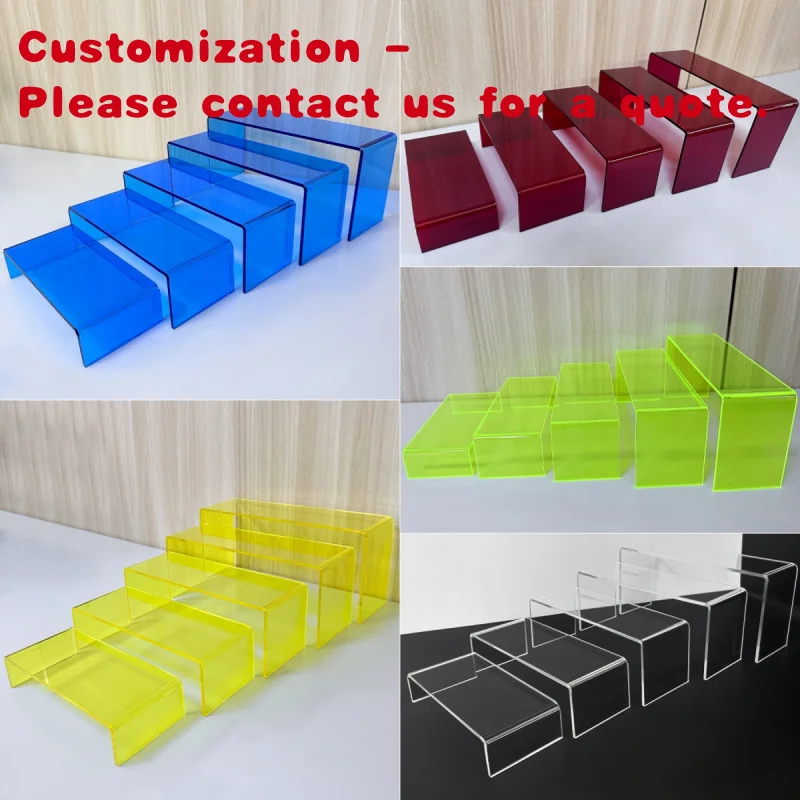 

custom.5 pieces set desktop transparent acrylic U-shaped display stand tabletop jewelry, toy, decorations with 5 color