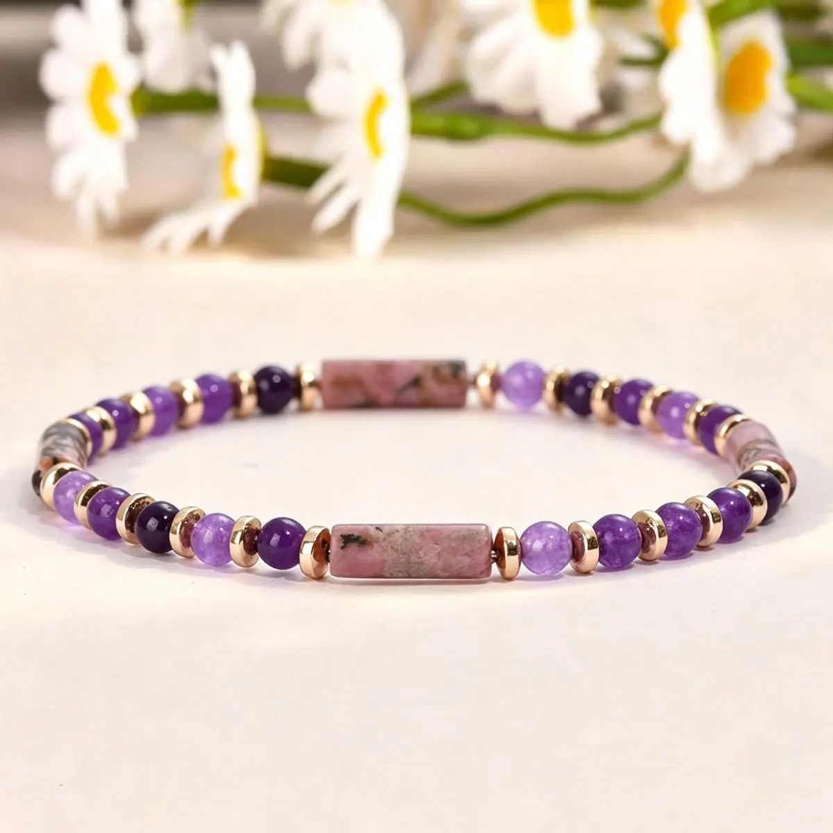 1pc Retro style fashionable elastic bead bracelet, jewelry that helps calm the mind, suitable for daily wear by men and women