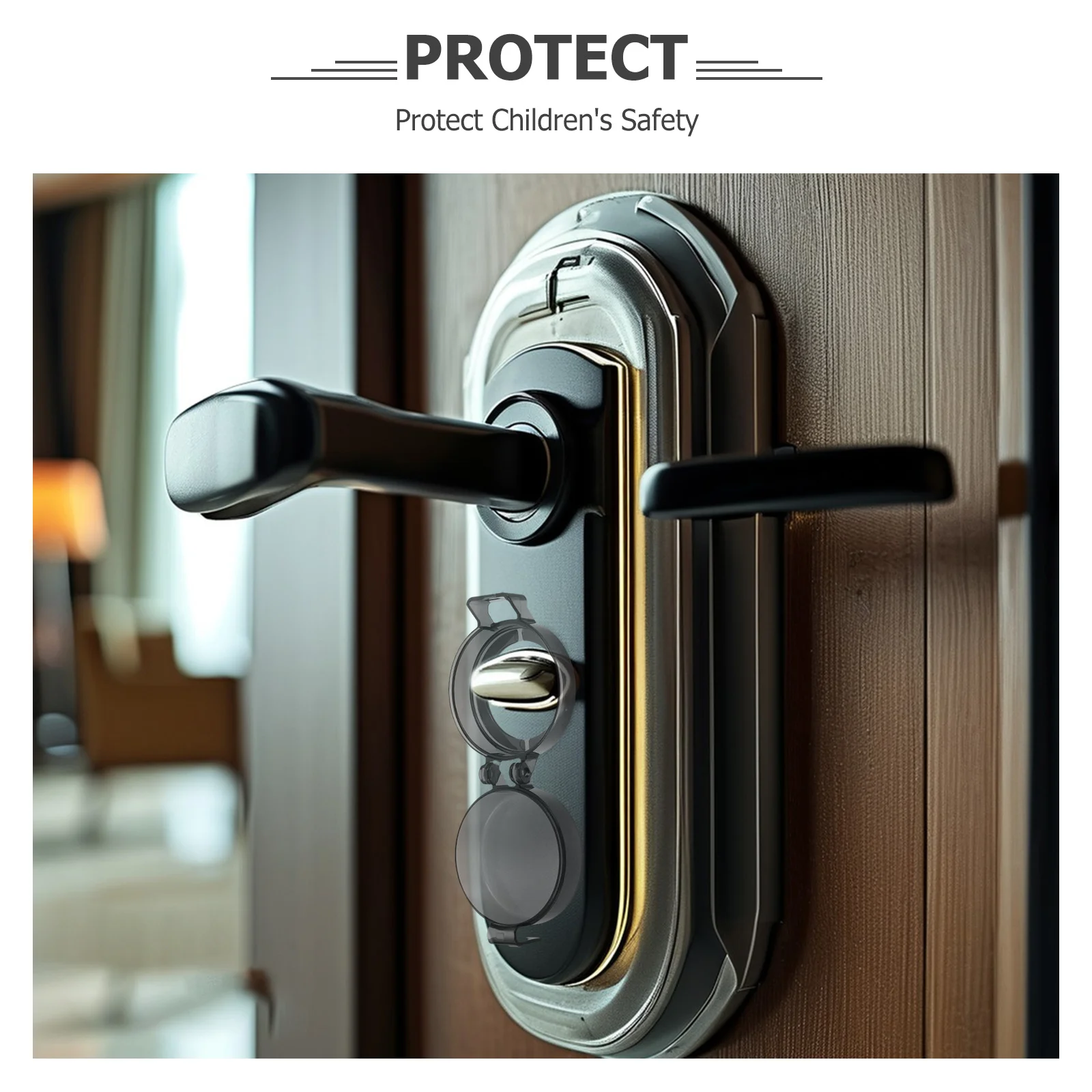 4 szt. Osłona na klamkę bezpieczeństwa, czarna, przezroczysta, ochronna na klamkę do zamka elektronicznego, bezkluczykowego, cyfrowego zamka zatrzaskowego