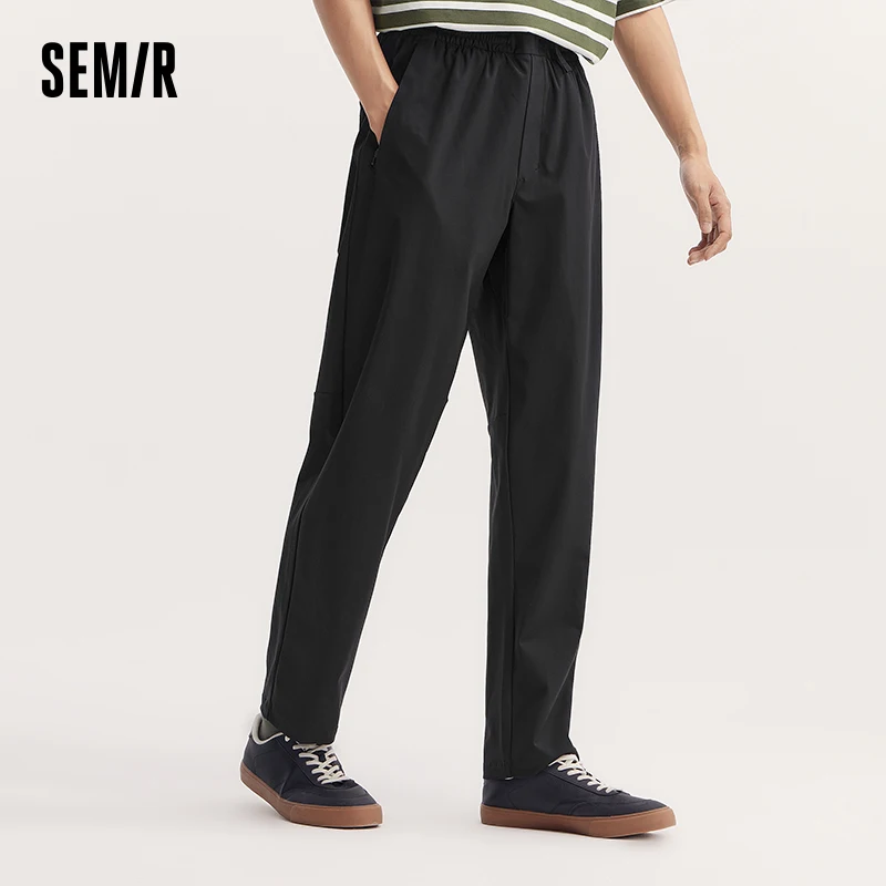 Calça comprida casual semir masculina, fácil de cuidar, elástico na cintura, cor sólida, nova, outono, 2022