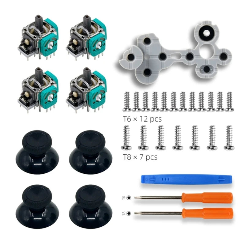 

Joystick Sensor Module Cap Conductive Silicone Rubber Pad T6-T8 Screw Screwdriver-Crowbar for XBOX-Series S-X Controller 896C