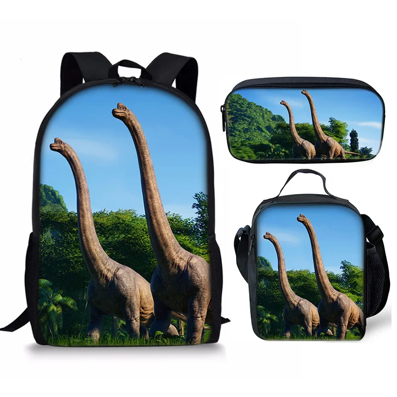 Hip Hop Youthful Novelty dinosaur 3D Print 3pcs/Set Student Travel bags Laptop Daypack Backpack Crossbody Lunch Bag Pencil Case