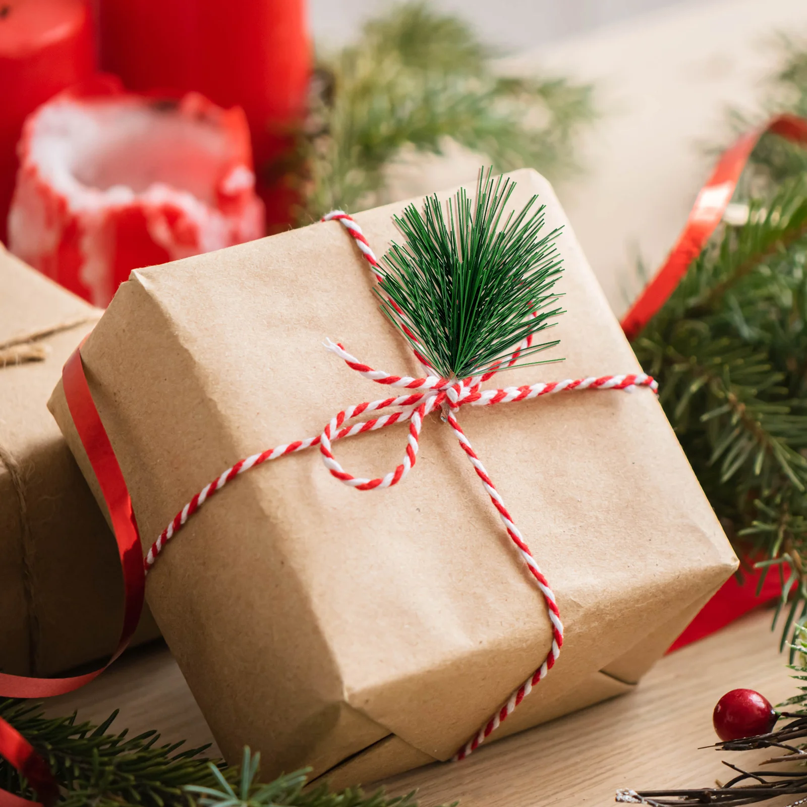 

30 pcs Realistic Artificial Pine Needles Lightweight Simulated Plants For Christmas Wedding Party Decor Diy Supplies Green