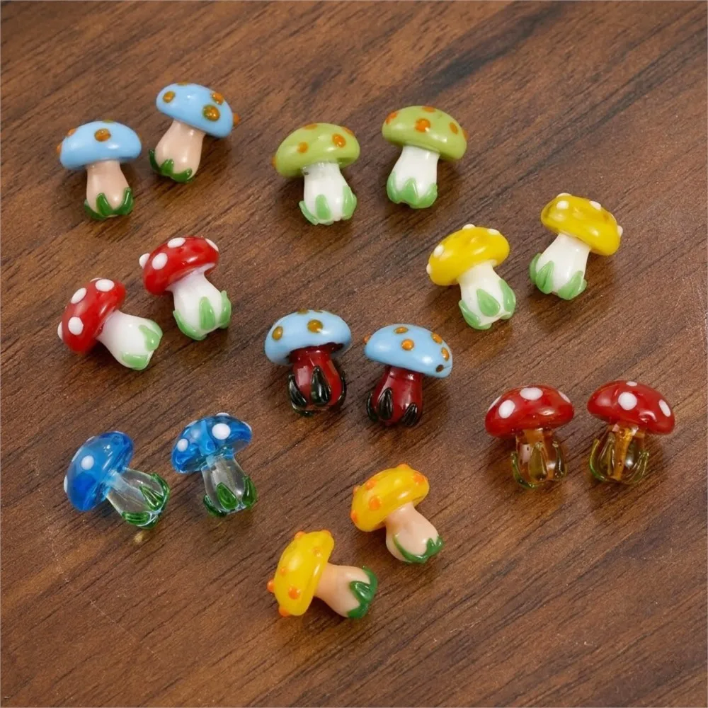5Pcs 16x13.5mm Cute Colorful 3D Mushroom Glass Beads Loose Crafts Beads DIY Jewelry Making Necklace Bracelet Earring Accessories