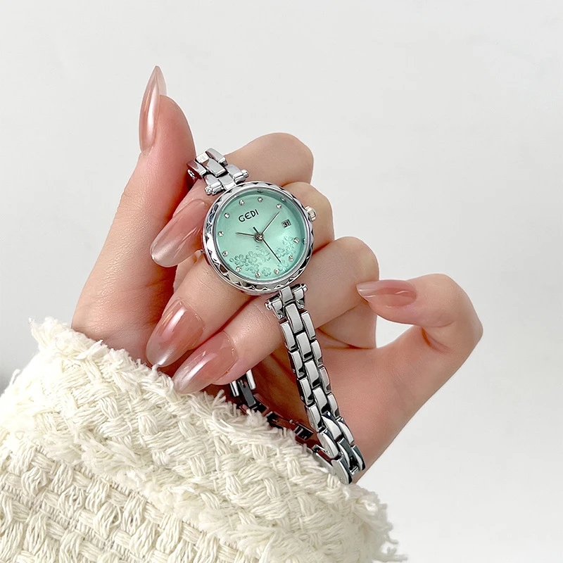

Женские часы GEDI, часы из сплава премиум-класса, легкие роскошные винтажные кварцевые часы, женские часы с календарем, водонепроницаемые часы-браслет