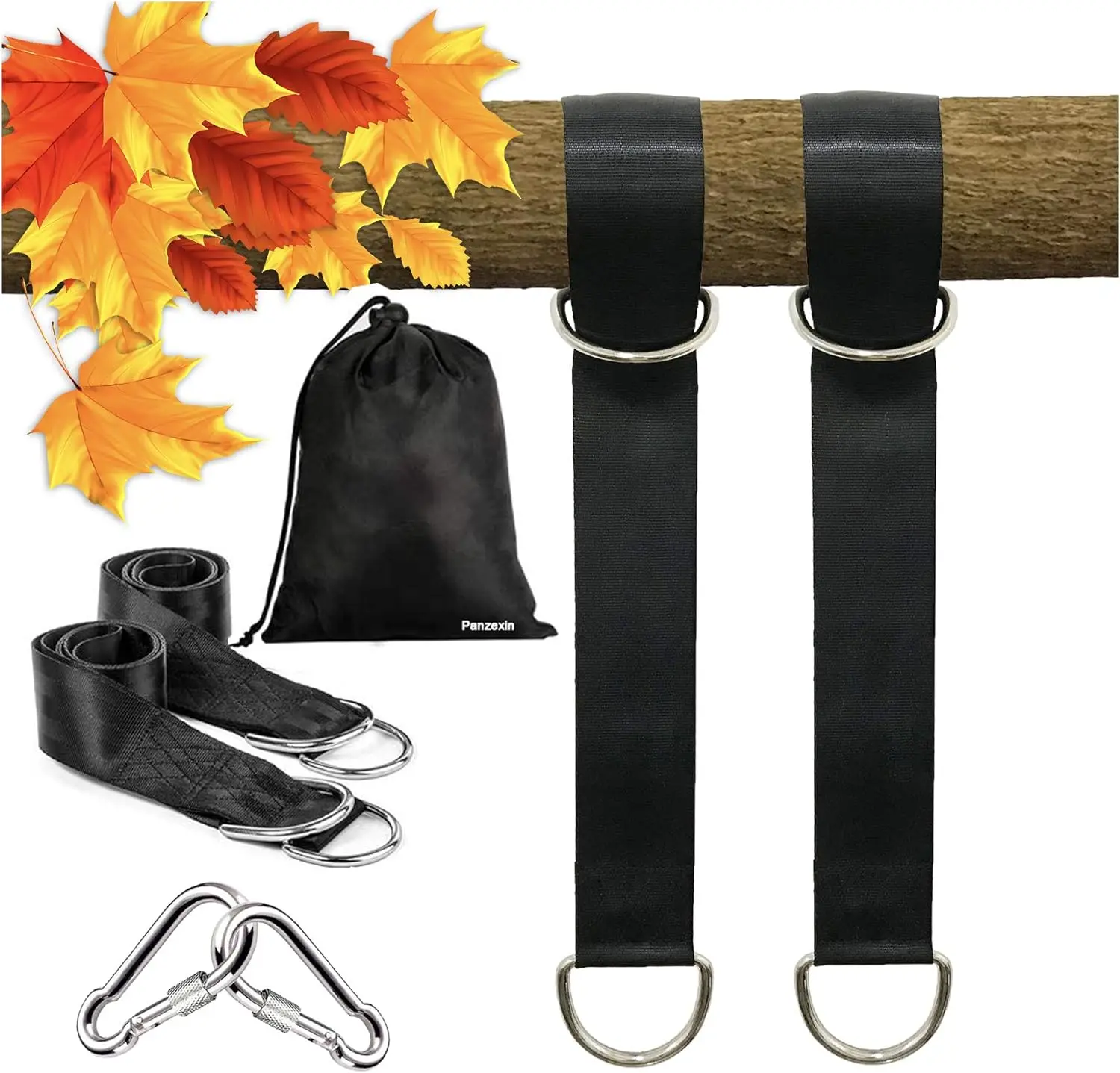 

Tree Swing Straps Hanging Kit, 4Ft, Holds 2600 Lbs, 2 Heavy Duty Carabiners Luded, Outdoor Swing Hangers-Perfect For Hammocks,
