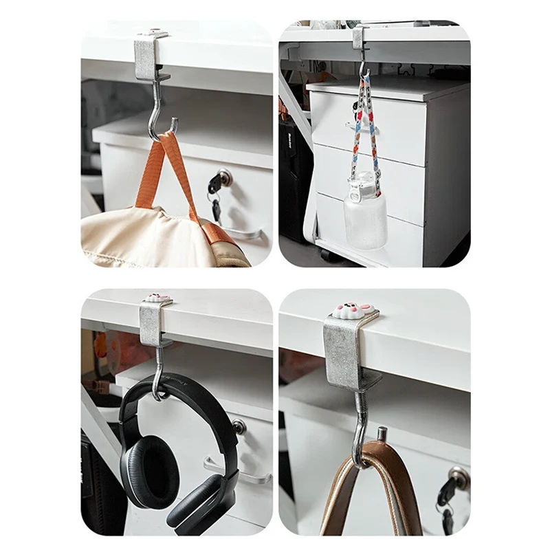 Adjustable Rotatable Removable Table Edge Storage Hook Office Desktop Hooks School Office Student Bag Water Bottle Hooks