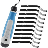 Deburring Tool Set NG1000 with 11 High Speed Steel Swivel Blades 360 Degree Rotary Head for Metal Resin Alu Copper Plastic PVC