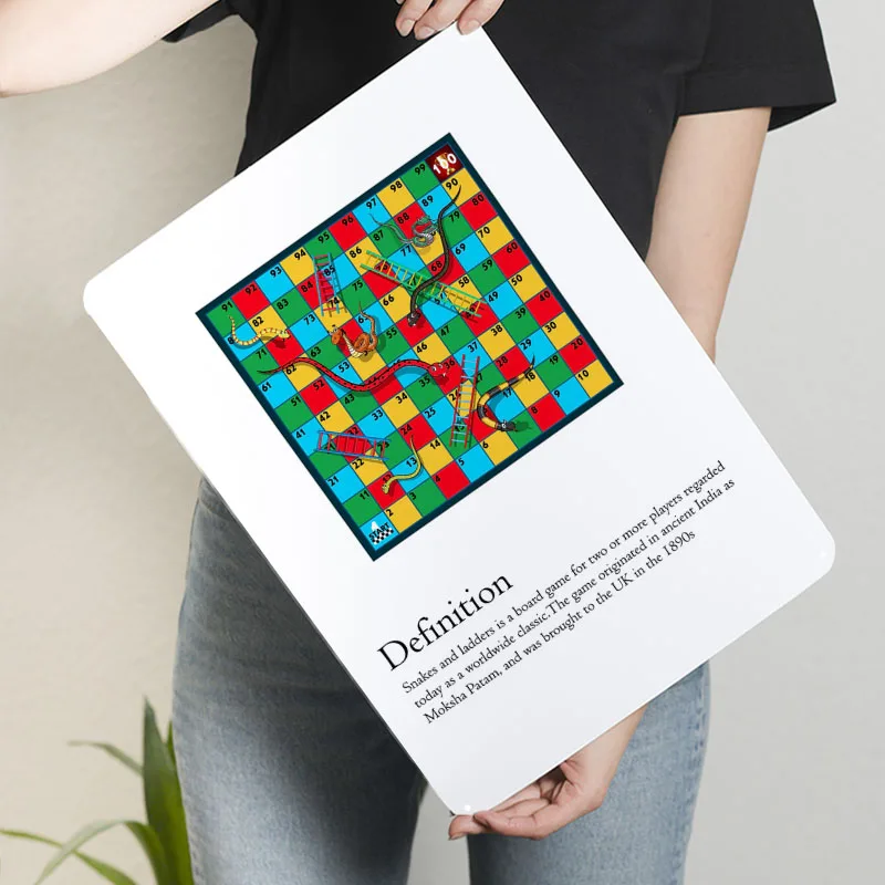 ثعبان وسلم ملصق لعبة صفيح تسجيل جدار ديكور علامات معدنية مخصصة للاعبين غرفة الألعاب الديكور إطارات الحائط الزخرفية #3