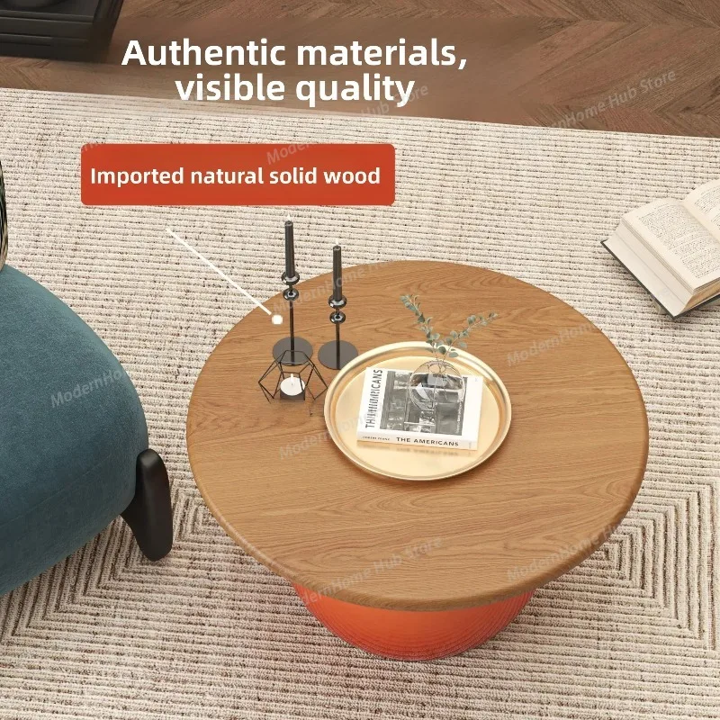Vintage-inspired coffee table, creative small round table for living room, compact apartment, round coffee table Coffee Tables