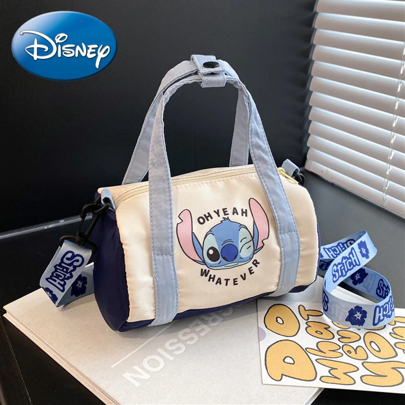 

Disney Stitch Canvas Bucket Shoulder Bag Cartoon Lightweight Lotso Shoulder Bag Strawberry Bear Parent-Child Trend Handbag