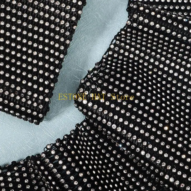 49MF Women Full Glitter for Rhinestone Long Arm Warmer Sleeves Summer Sunscreen Nightclub Hollow Out Plaid Mesh Gloves
