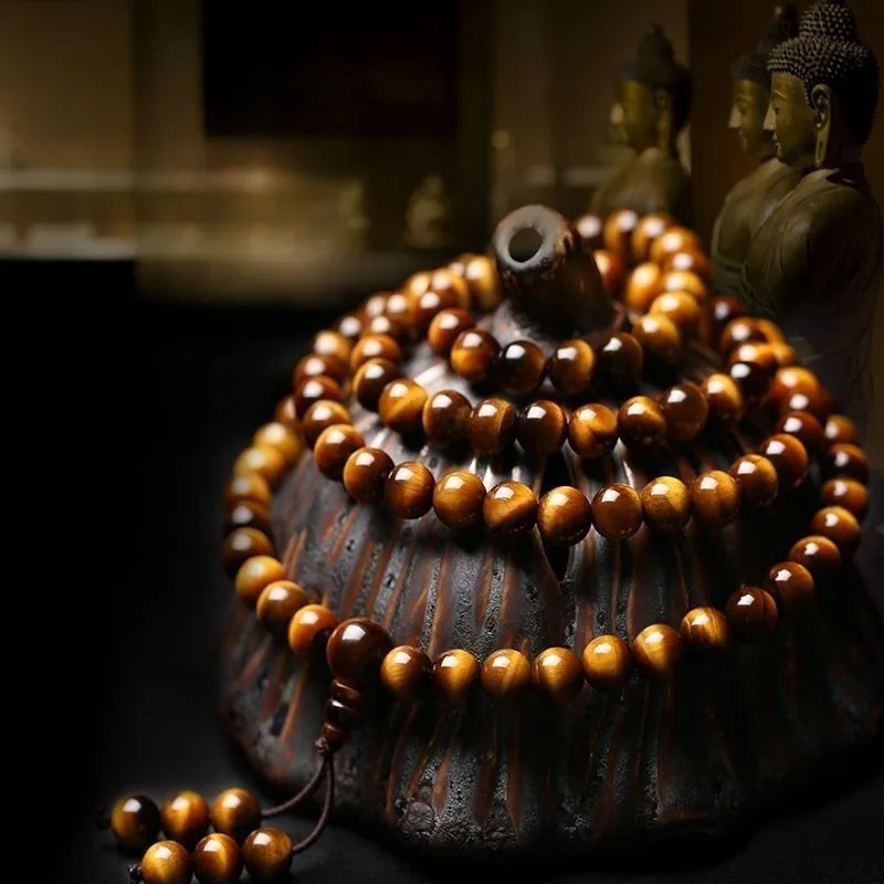 

Браслет с камнем «Тигровый глаз», мужской и женский браслет-колье с несколькими кругами 108, один многоцелевой