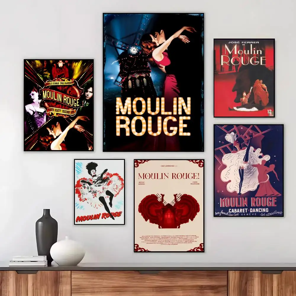 Movie M-Moulin Rouge Poster Wall Art Printed Decor Sticker Stylish Home Gift for Living Room Bedroom Corridor Cafe