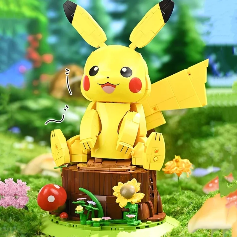 Keeppley Pokémon Building Blocks Lovely Large Pikachu Movable Assembled Ornaments Model Educational Toys Collection Gift