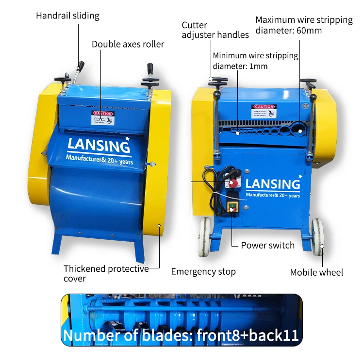2025 Newest Design F60-1 Cable Stripper Machine Copper Wire Stripping Machine Scrap Cables Recycling Machine