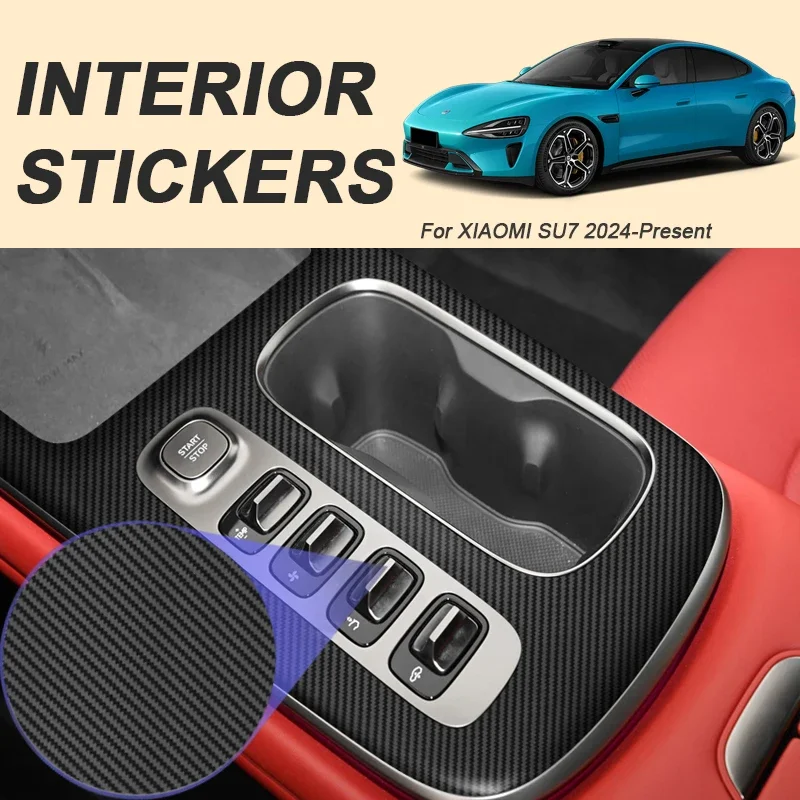 

Car Carbon Interior Sticker Auto Window Lifting Panel Decal Gear Door Protective Film Accessory For XIAOMI SU7 2024-Present LHD