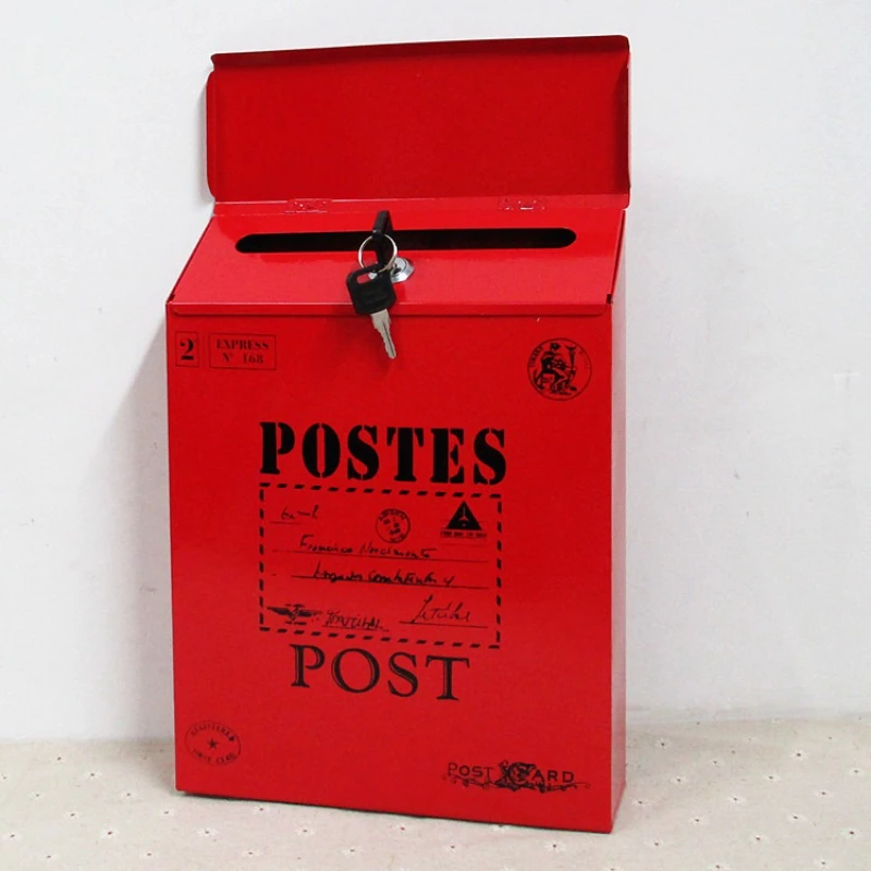 Wall Hanging Mail Box Newspaper Holder Box Letter Suggestion Retro Wall Mounted Mailbox, Drop Box for Outdoor Gate
