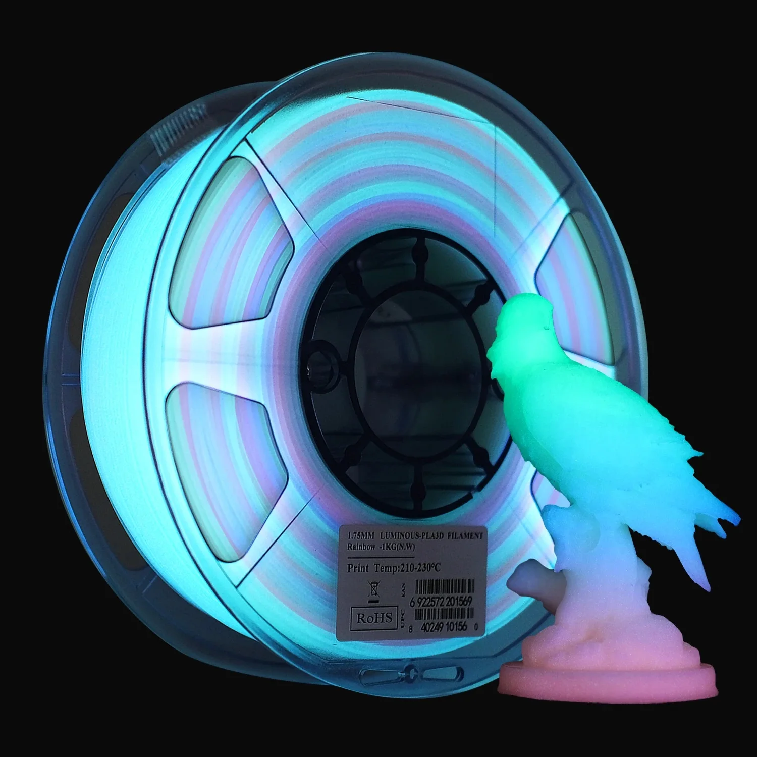 

eSUN PLA Luminous-Rainbow PLA Filament 1.75mm Glow in the Dark PLA 1KG Spool Luminous 3D Printing Filament For 3D Printer