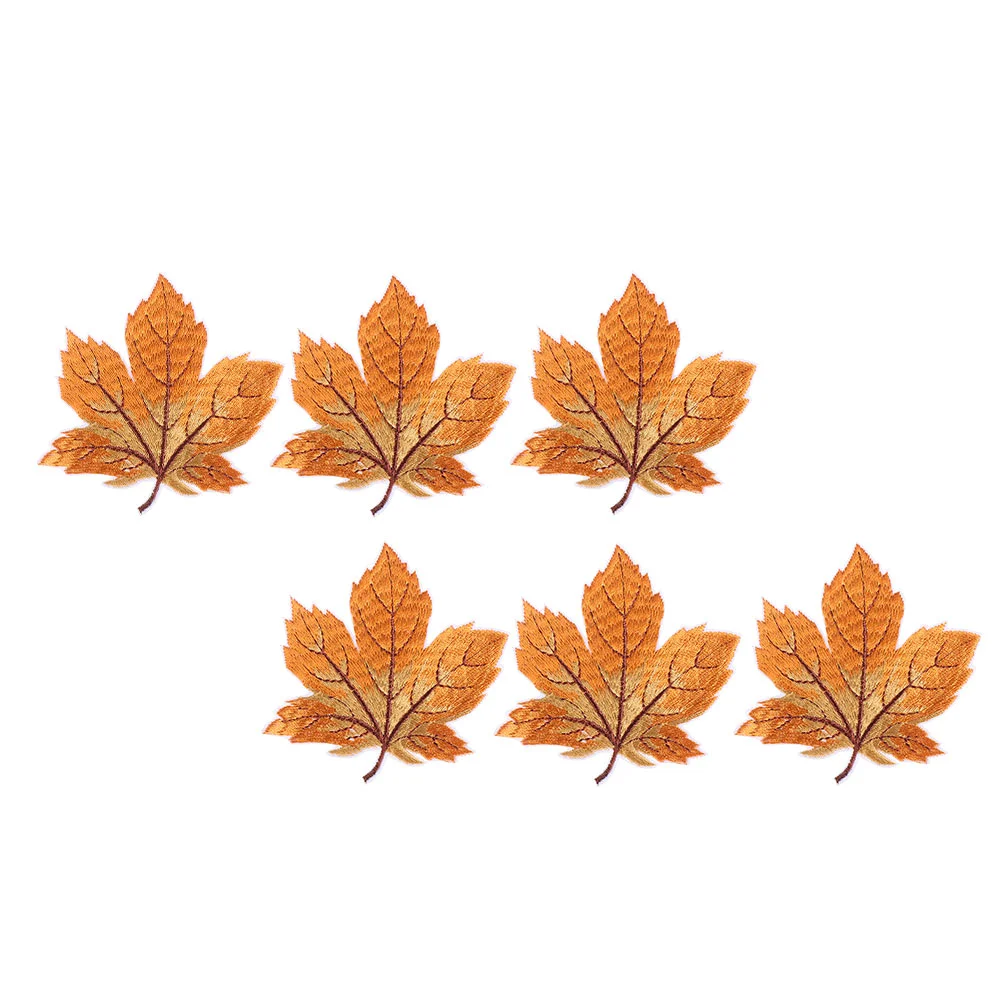 6 Pcs Maple Leaf Patch Clothing Accessory Sticker Accessories Golden Applique DIY Sewing Child