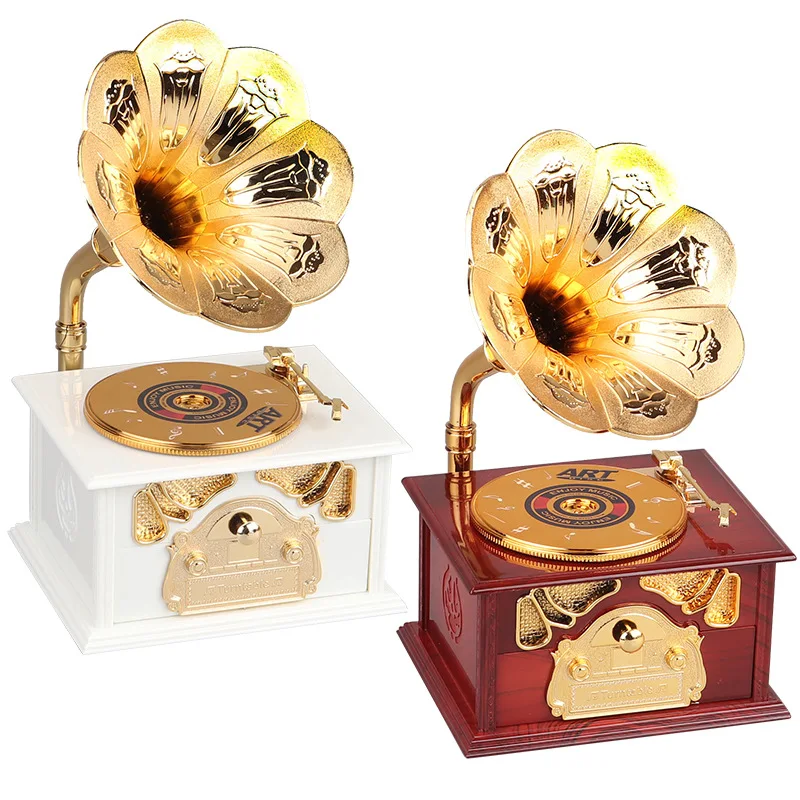 13x12x22cm Classical Gramophone Music Box, Retro Simulation Decoration For Office And Dormitory, Hidden Storage Box