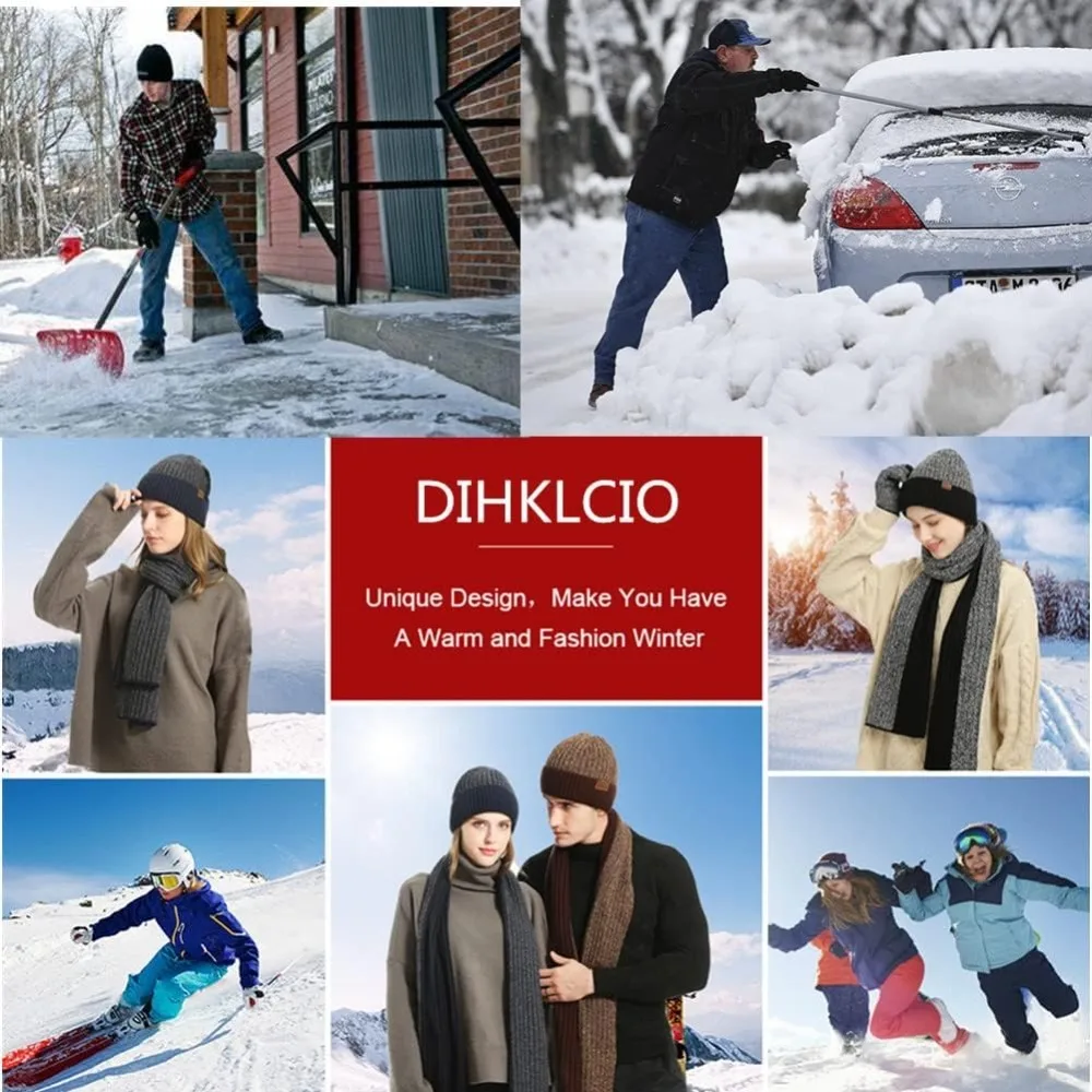 رجل الشتاء قبعة وشاح قفاز مجموعة للرجال 3 قطعة لمس مكافحة زلة قفازات متماسكة بسط قبعات صغيرة ومجموعة الأوشحة الطويلة #3