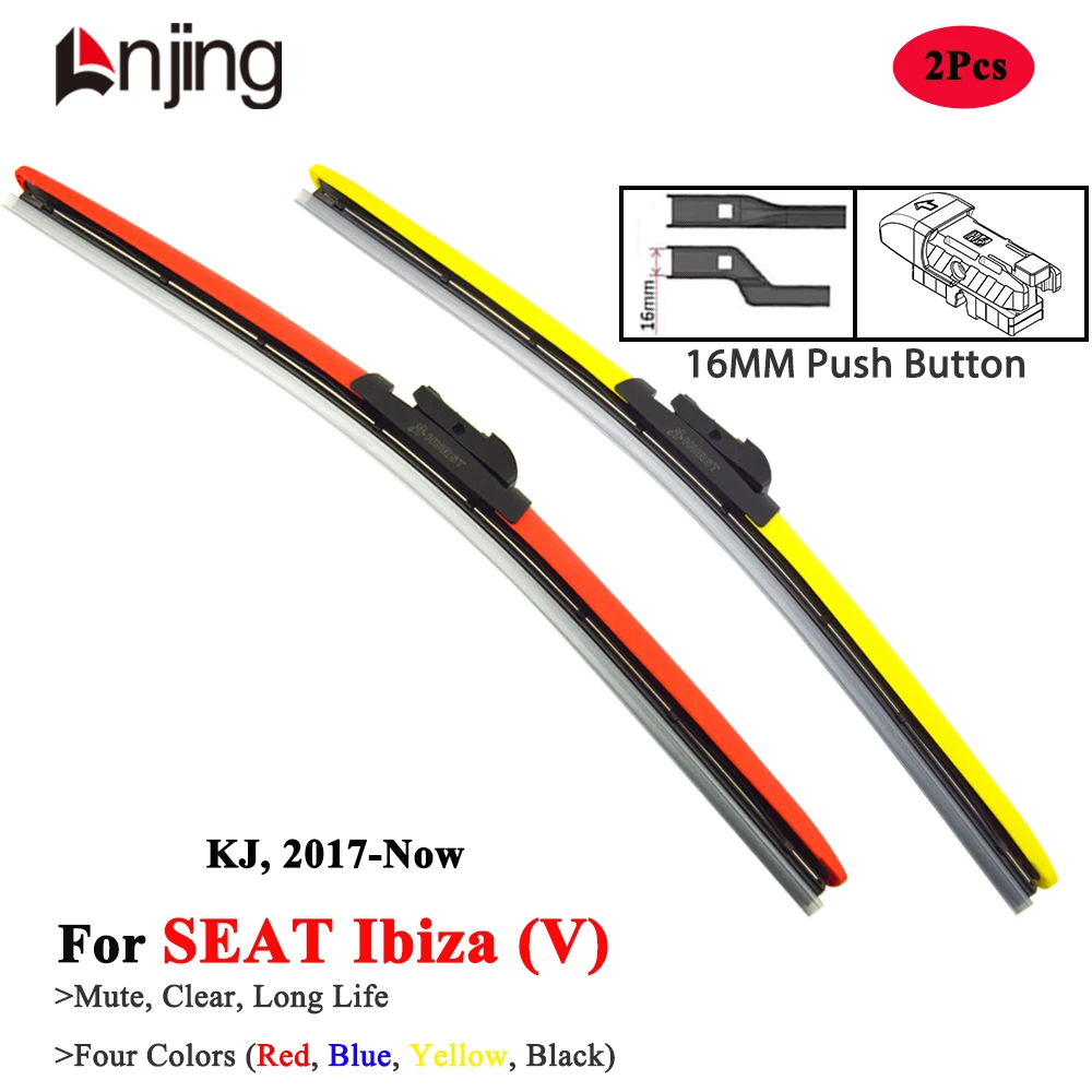 

LNJING Colorful Windshield Wiper Blades For SEAT Ibiza V 6F KJ Excellence 2017 2018 2020 2022 2023 2024 Car Exterior Accessories