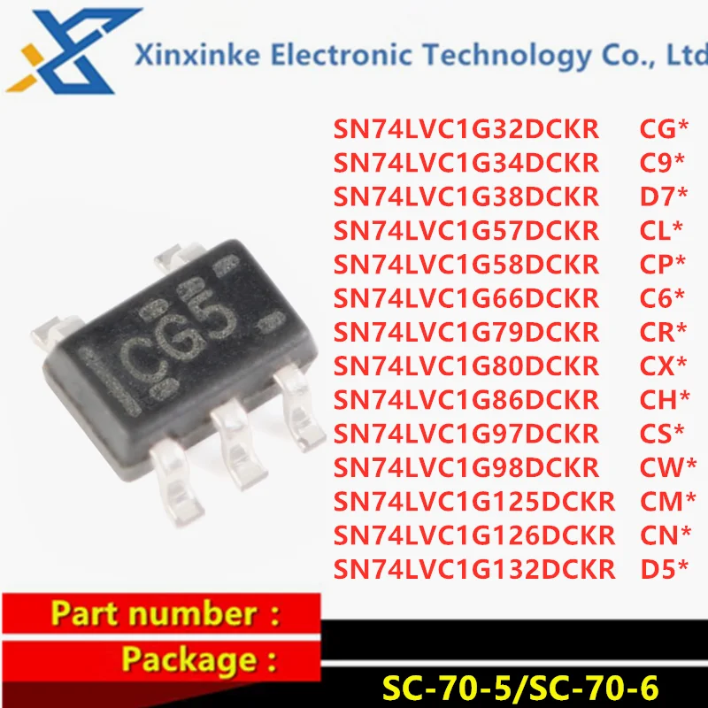 

50PCS SN74LVC1G32/34/38/57/58/66/79/80/86/97/98/125/126/132DCKR SC-70-5/-6 Buffer Driver Transceiver Chip CG5 C6* CR5 CHJ