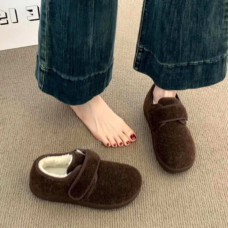 

Women's Winter Thi Bot Birkfoot oes Genuine Leather Fce Lined Warm Bean Cotton Snow Boots Fur Trimmed Roman Sle