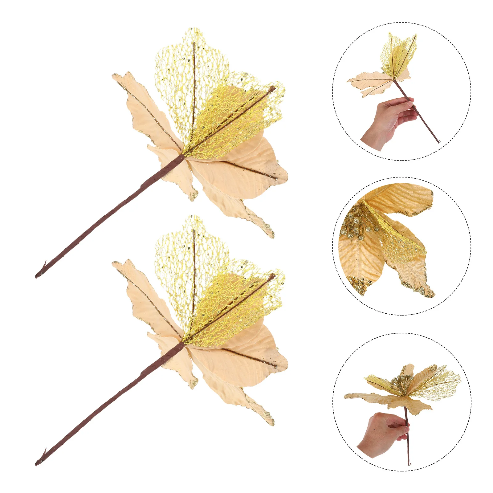 

6Pcs Christmas Tree Picks Glittered Artificial Flowers Branches with Vibrant Color Sparkle Decorative Winter Holiday Floral