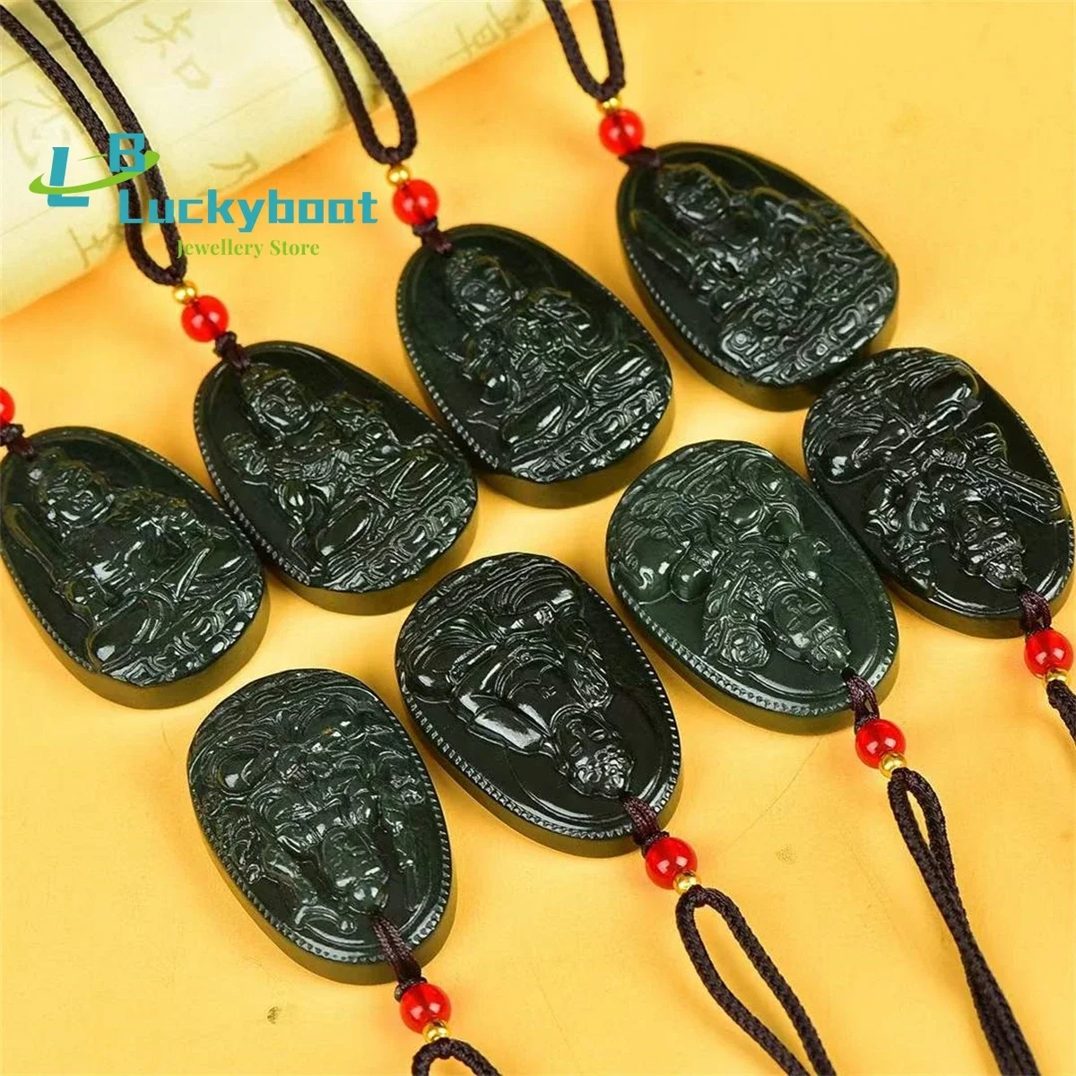 

Natural Hotan Jade Eight Patron Saint Pendants Simple and Generous Personality Exquisite Fashion Versatile Men and Women