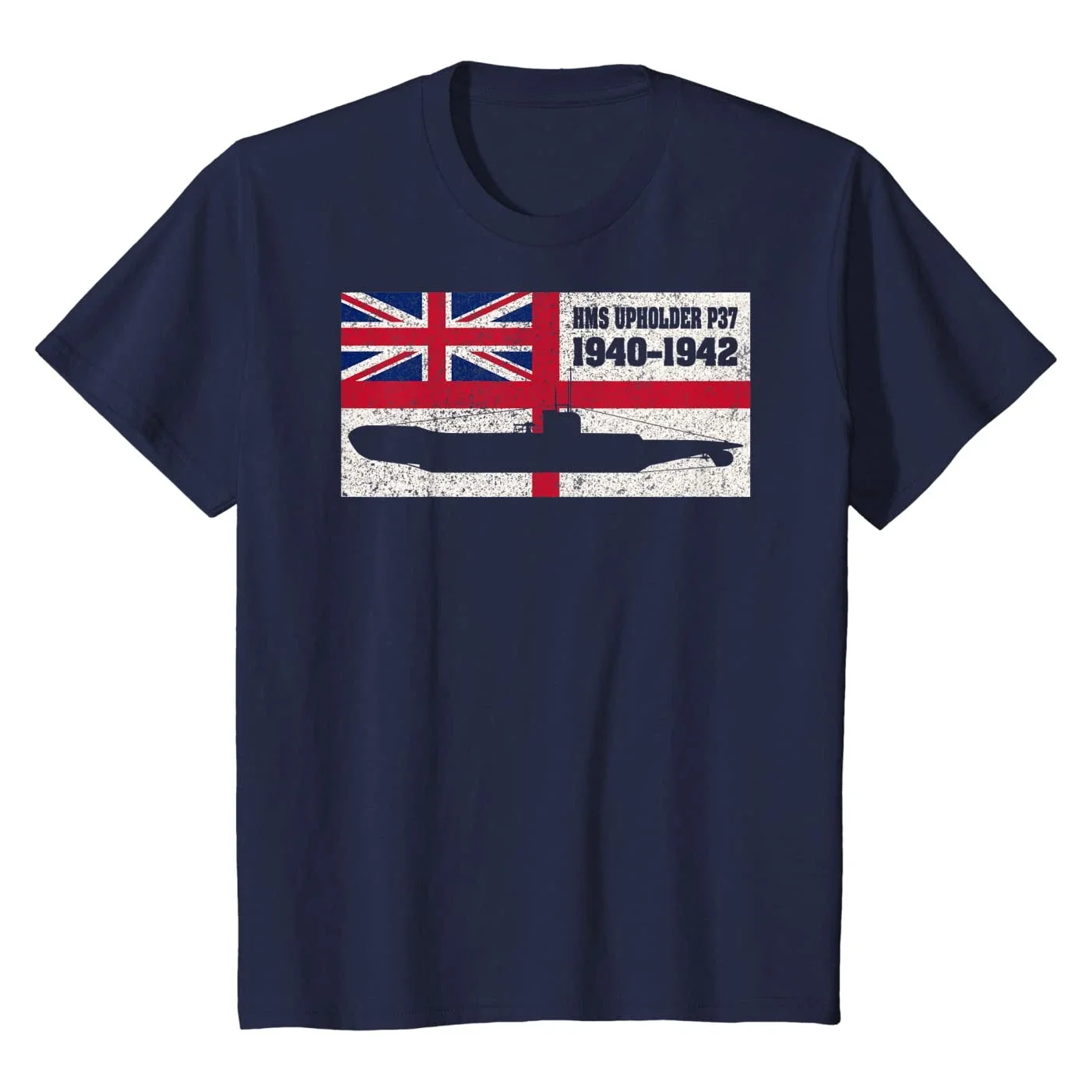 WWII P37 Submarine British Naval Flag Gift T Shirt. Short Sleeve 100% Cotton Casual T-shirts Loose Top Size S-3XL