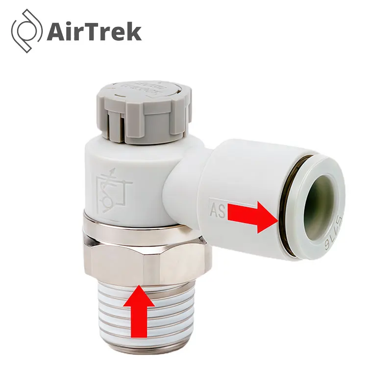 Speed Controller with One-touch Fitting Meter-out Throttle Valve Pneumatic Fitting AS1201F/2201F/3201F/4201F