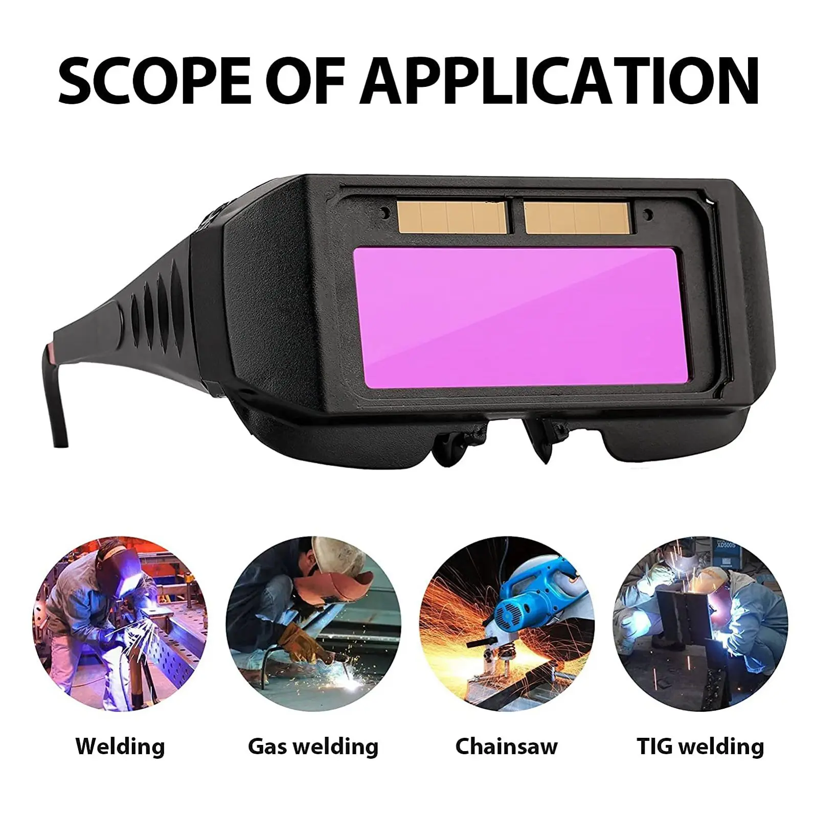 Welding Goggles Solar Powered Auto Darkening Welding Mask Goggles Welder Glasses with Elastic Headband and Storage Case
