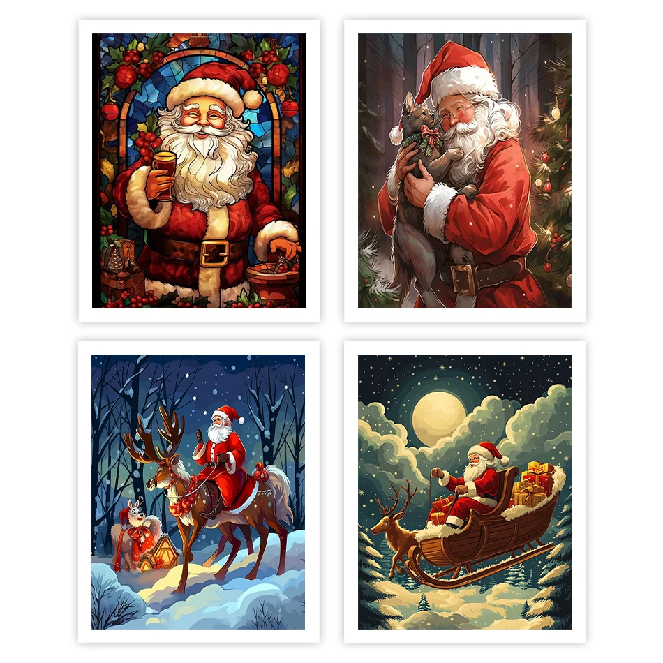 

GATYZTORY Painting By Numbers On Canvas Santa Claus Christmas gift Decorative Paintings Drawing By Numbers Arts Crafts Wall Art
