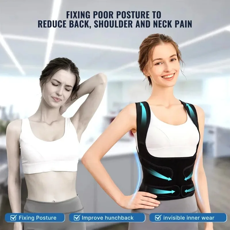 Back Brace Posture Corrector for Men and Women, Full Back Support for Upper Lower Neck Shoulder Spine Pain - Scoliosis - view 3