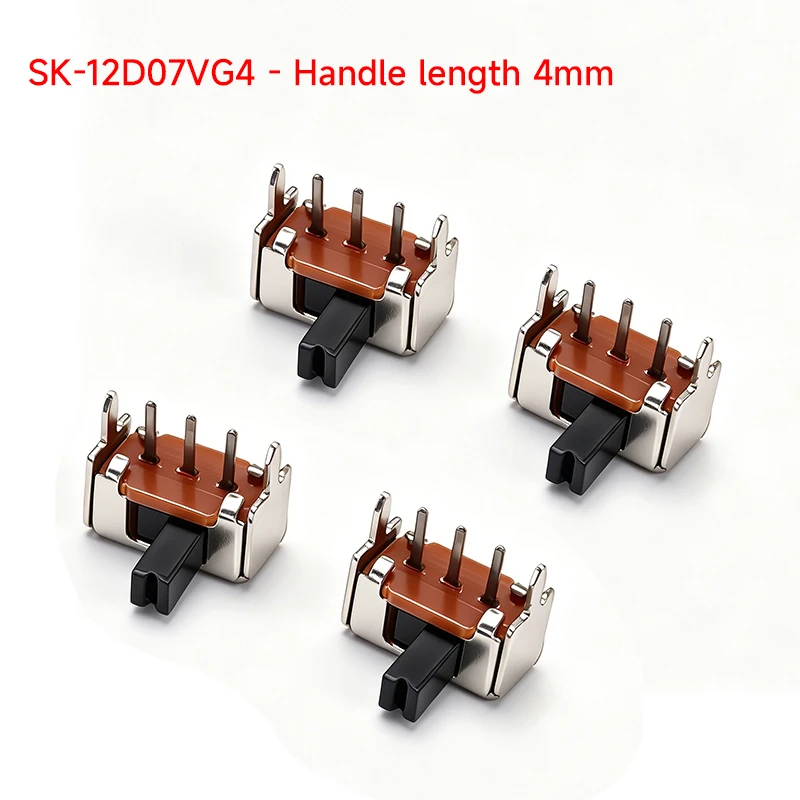 5PCS SK-12D07VG4 Slide Toggle Power Switch 3-Pin 2-Position Horizontal Handle 4mm Long for Electronics Market