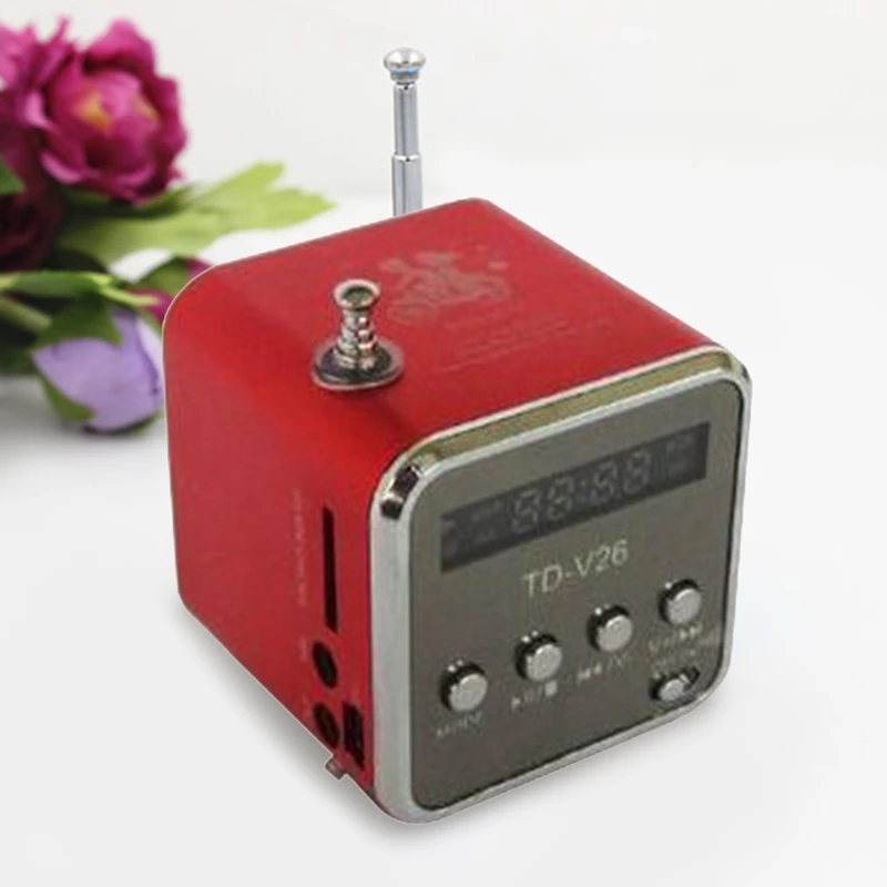 TD-V26 Digital Portable Mini Fm Radio Receiver LED Loudspeaker Wireless Speaker MP3 Support SD/TF Card