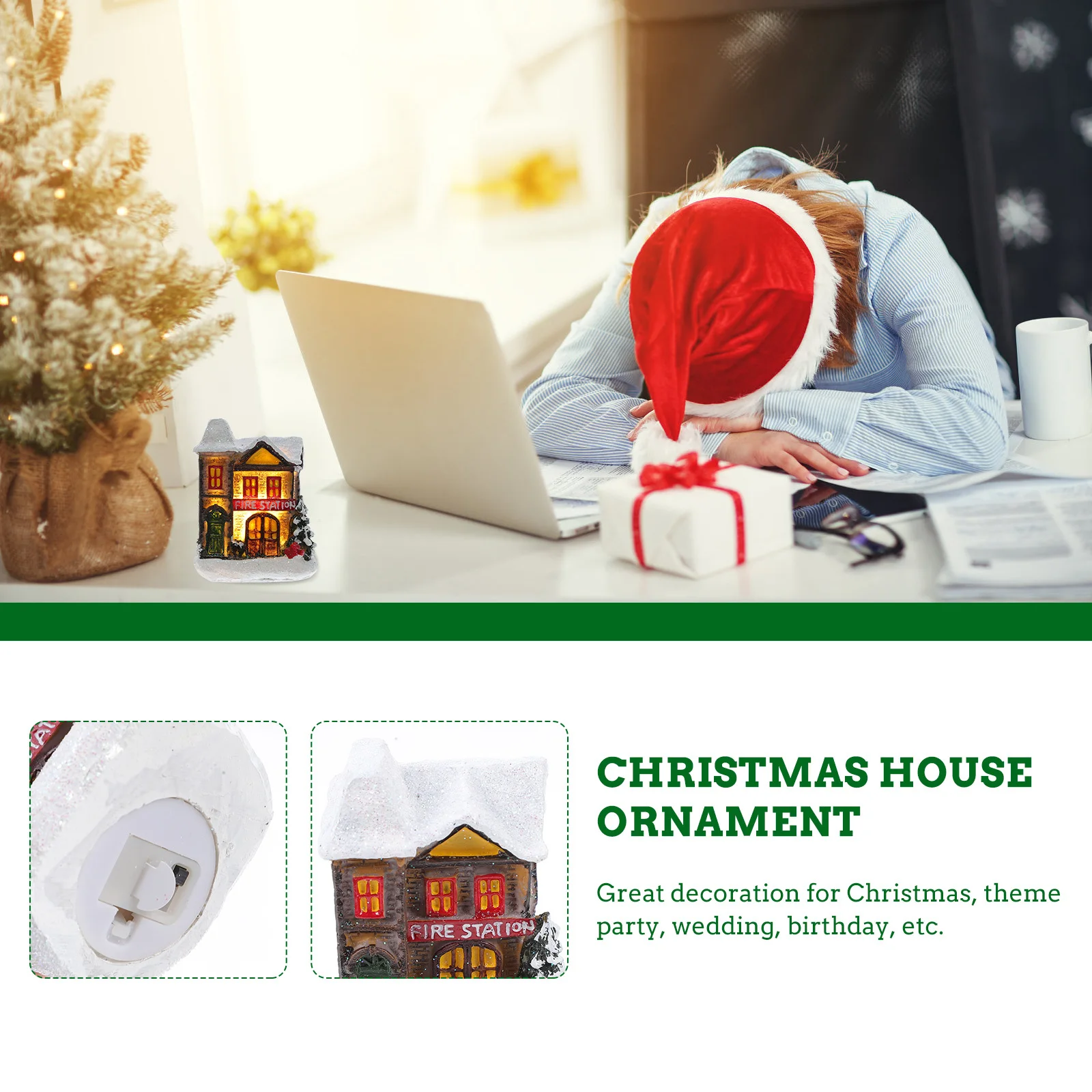 

Small Ornaments Resin Christmas Decor Mini Village Houses Figurine Decorations outside