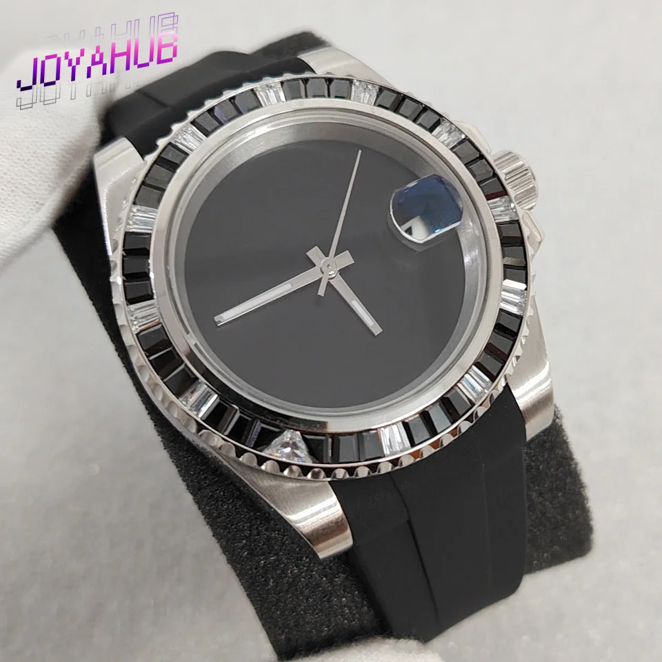 Customized LOGO Fashion Modified Mechanical Watch 40MM Black Crystal Ring Rubber Case Belt Equipped with Japanese NH35 Movement