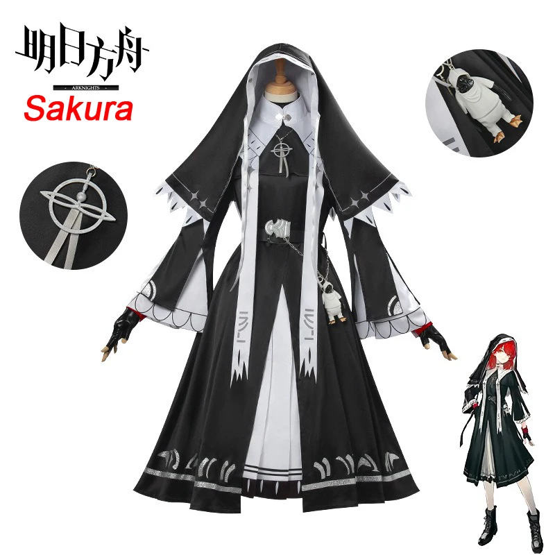 

Arknights Game Exusiai the New Covenant Cosplay Costumes With The Black Nun Uniform Output Support Characters Cosplay Full Set
