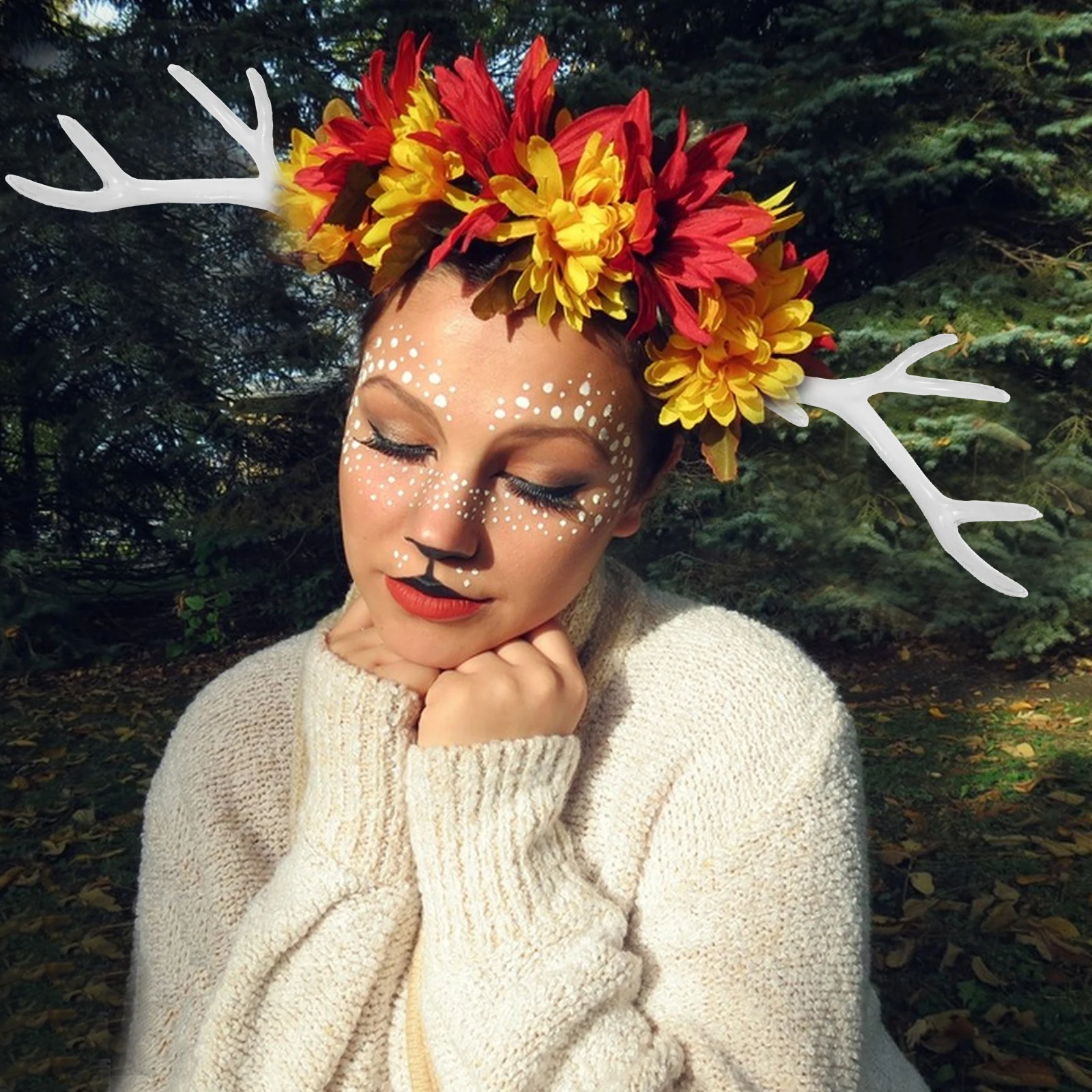 

1 Pair Simulated Deer Horn Hair Hoops Diy Xmas Decor Antler Headdress Party Accessory White Creative Costume Event Prop