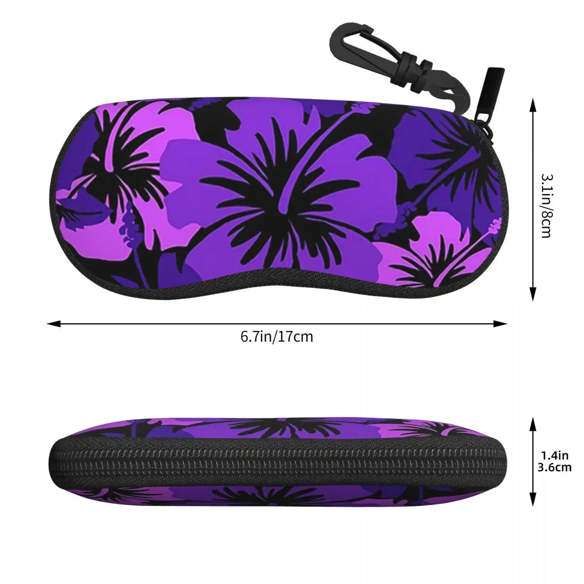 エピックハイビスカスハワイアンフローラルアロハシェルメガネケースプロテクターサングラスボックス女性男性ソフト眼鏡バッグポーチ