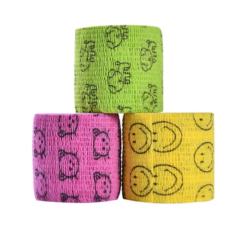 Cute Self-adhesive Elastic Bandage for Pet Dog Cat Bandage Leg Cover Protector Strap Medical Bandage Non-woven Cohesive Bandage