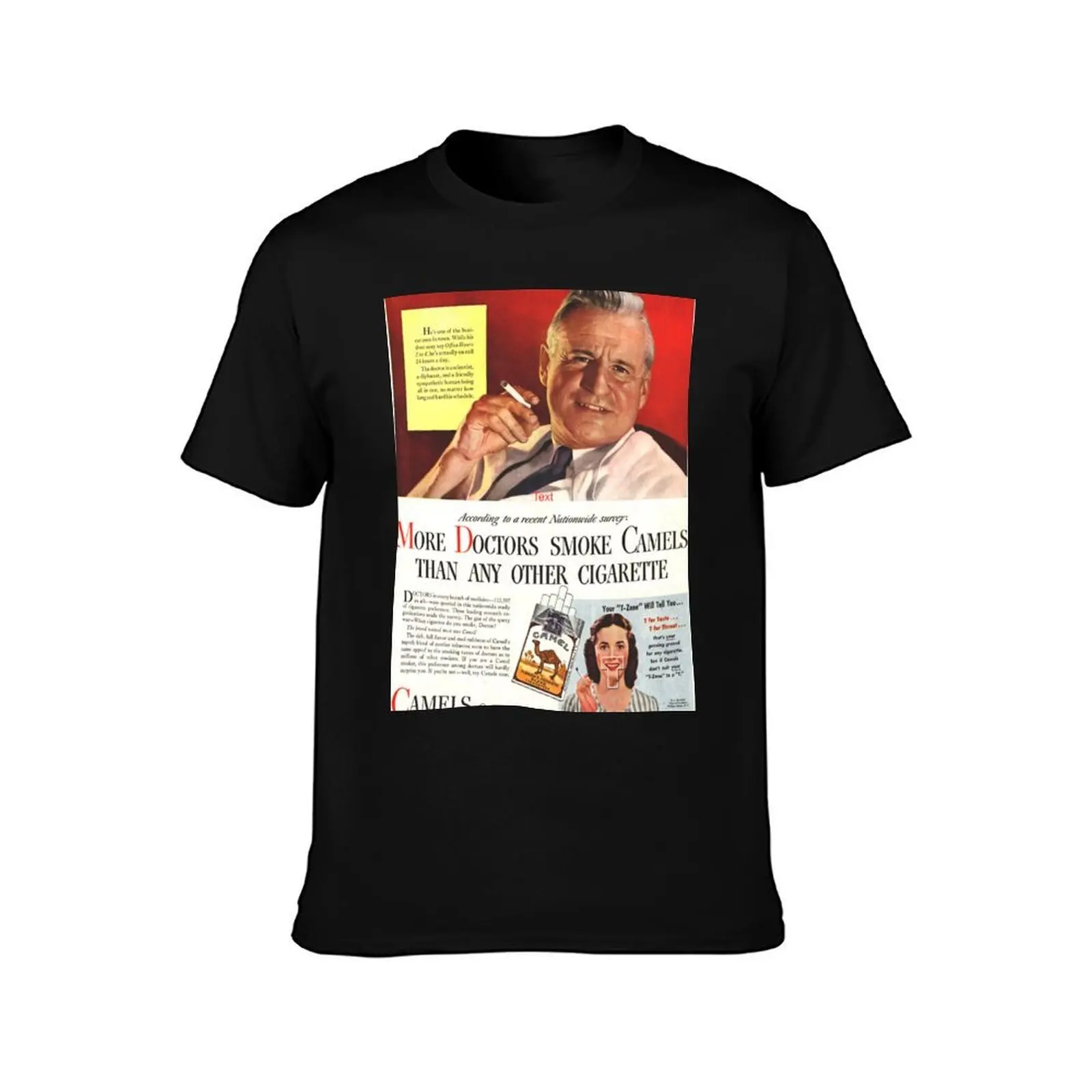 Camel Cigarette Ad Doctors Smoke Camels T-Shirt, Summer Casual Cotton Tee, Oversized Streetwear Tops, Vintage Graphic Print